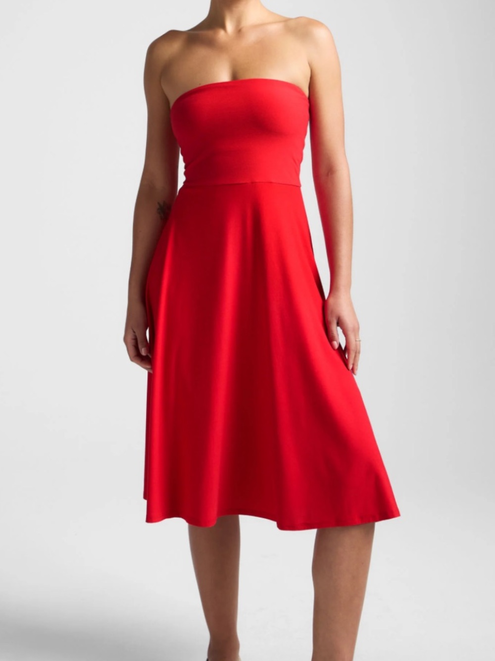 BEYOND YOGA Featherweight Strapless Dress Red NWT Size M